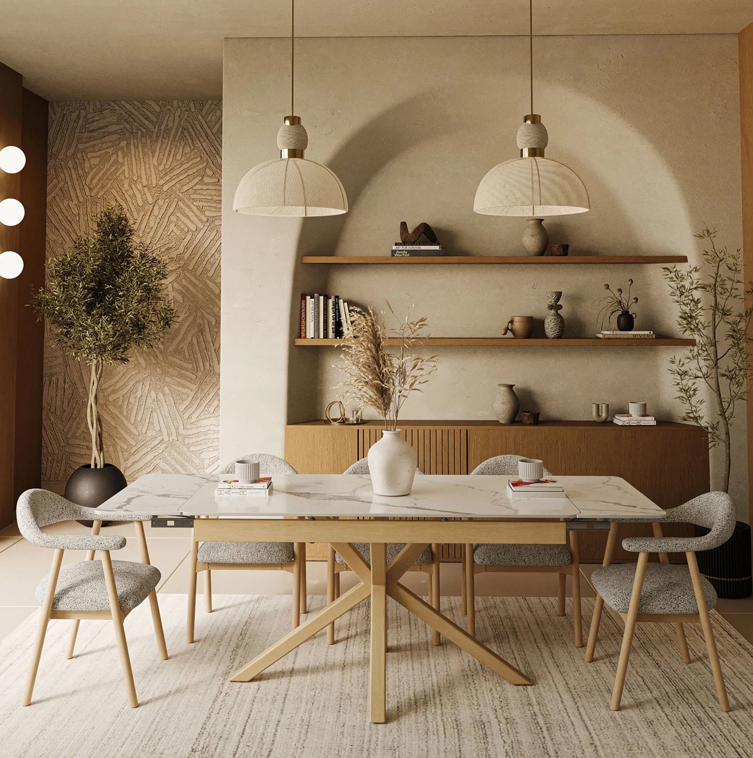 DS-16 .SAVONA BEECH WHITE WITH 6 TORINO WHITE