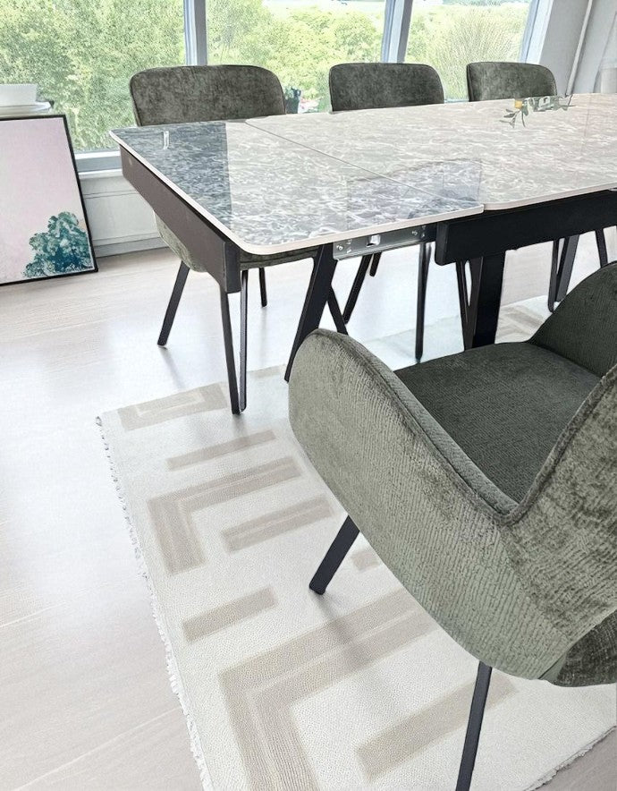 SORRENTO GREEN  WITH 6 BRUTAS GREEN CHAIRS DINING SET