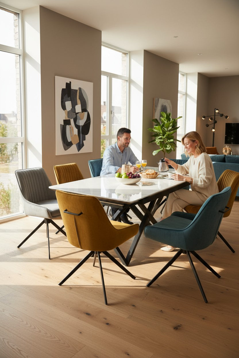 SAVONA BEECH WITH 6 MIX RUSSELL CHAIRS DINING SET