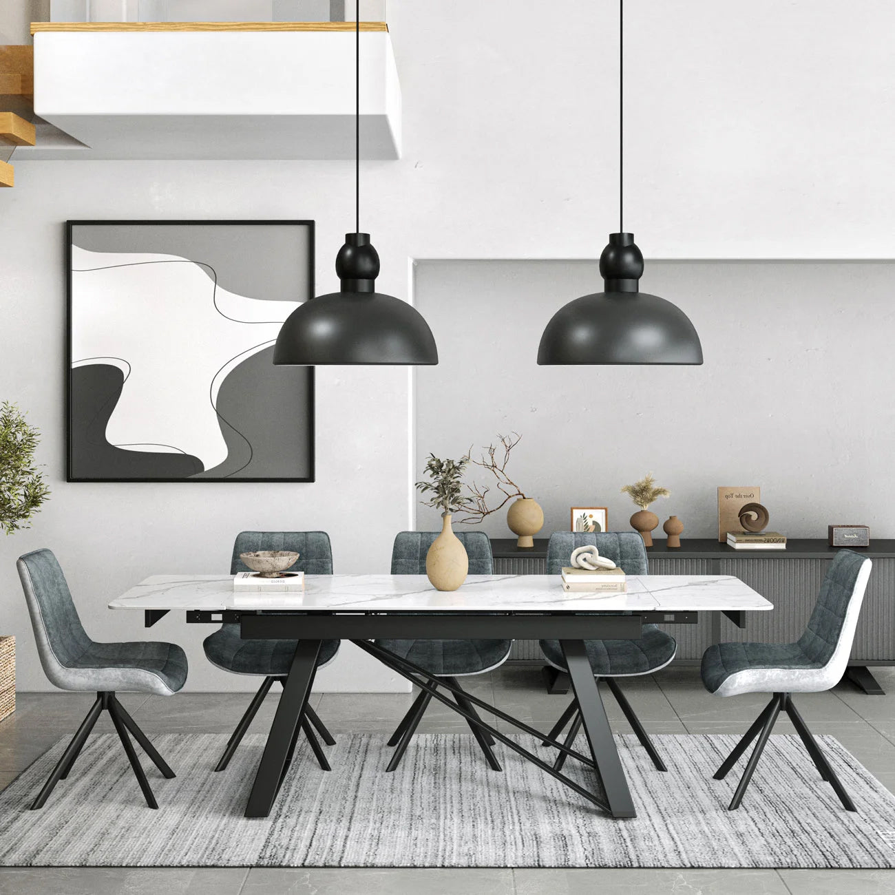DS-21 .VICENZA TABLE WHITE WITH 6 LARKIN SPIN 2 TONE