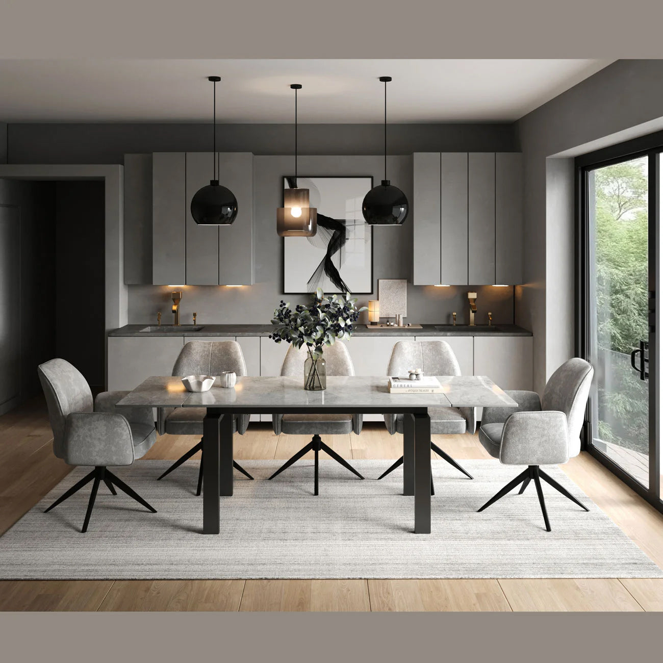 DT-26 .SORRENTO DINING TABLE GREY