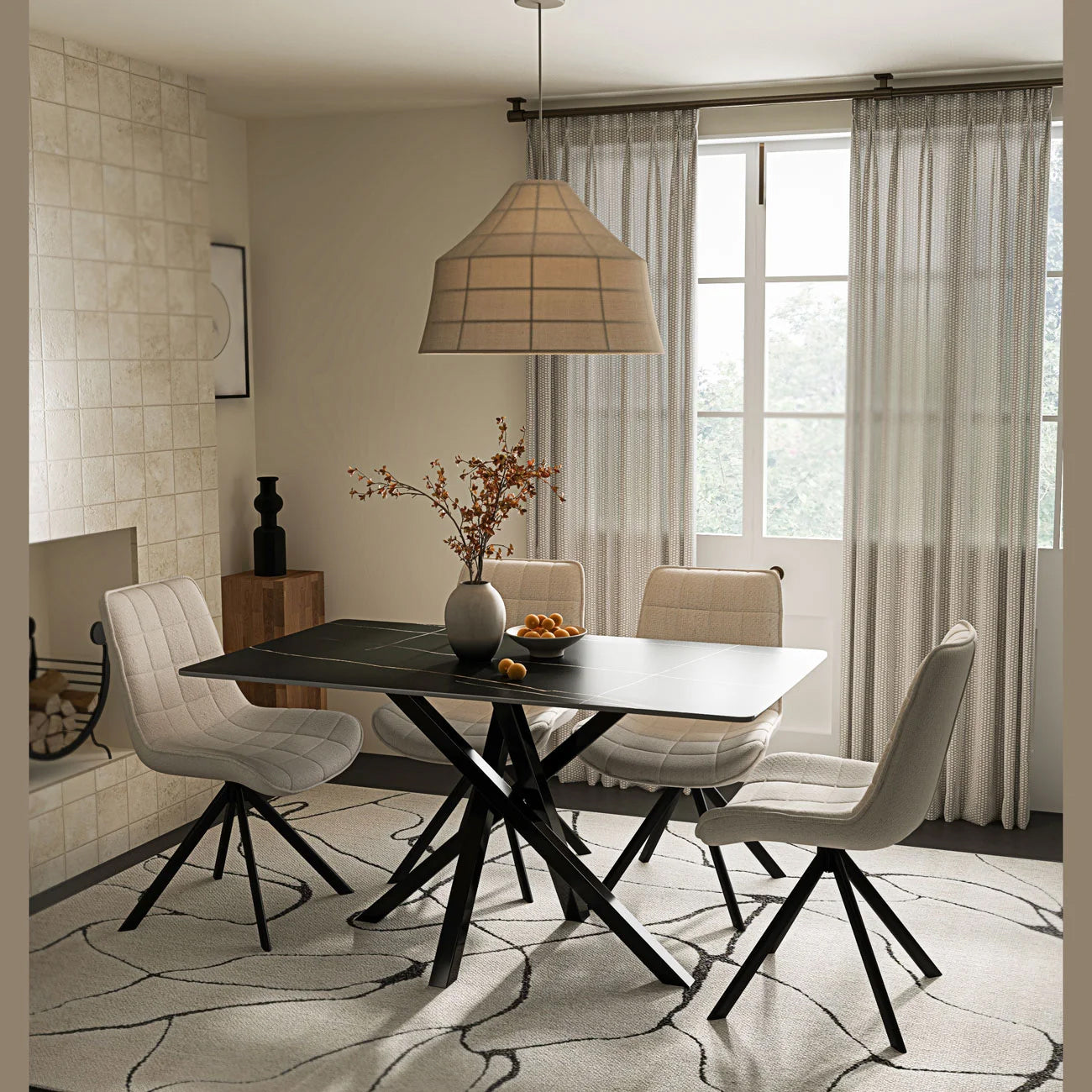 DT-22A .AREZZO DINING TABLE BLACK