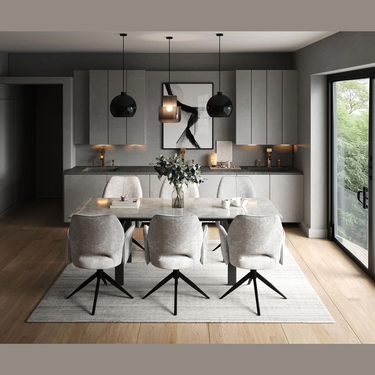 DT-26 .SORRENTO DINING TABLE GREY
