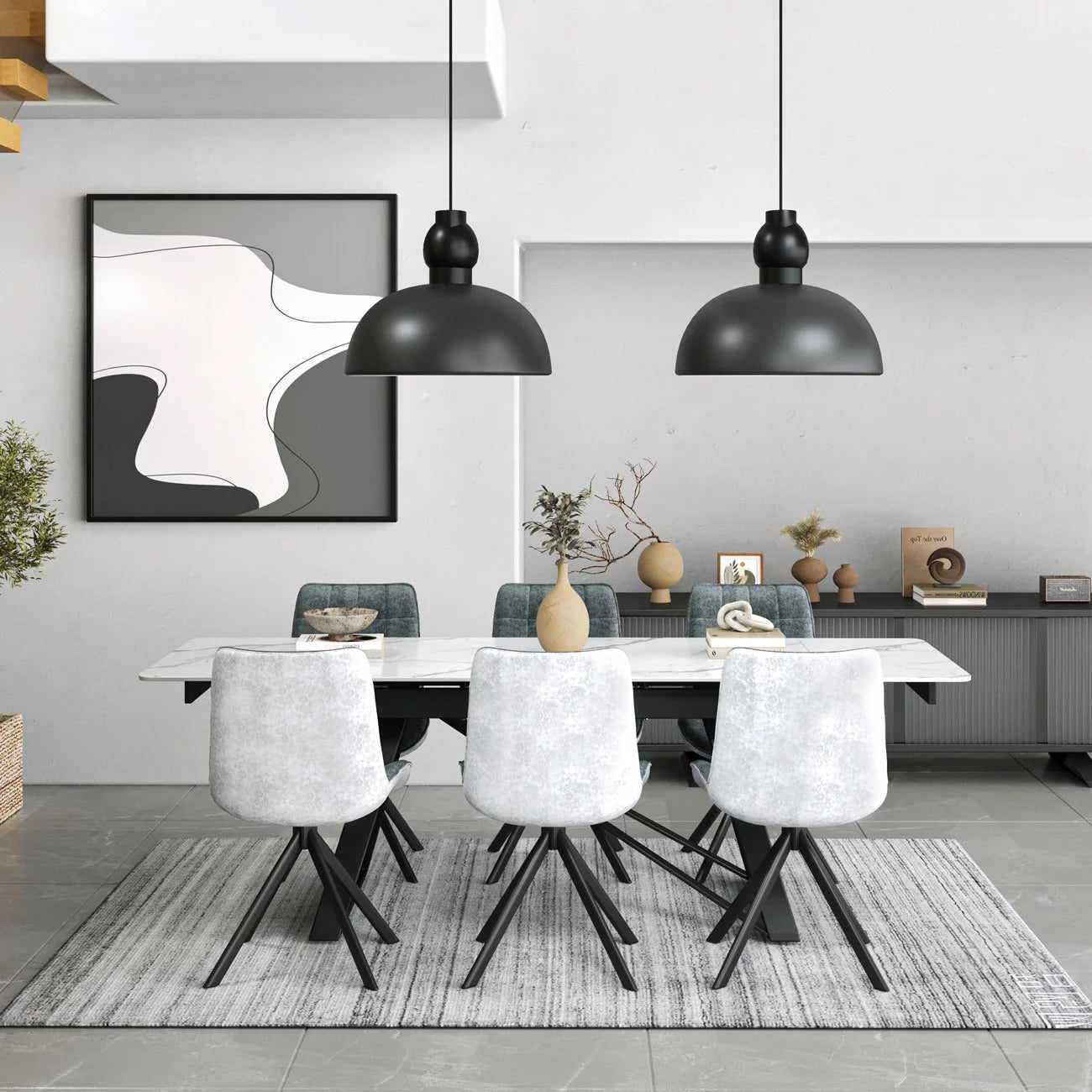 DS-21 .VICENZA TABLE WHITE WITH 6 LARKIN SPIN 2 TONE