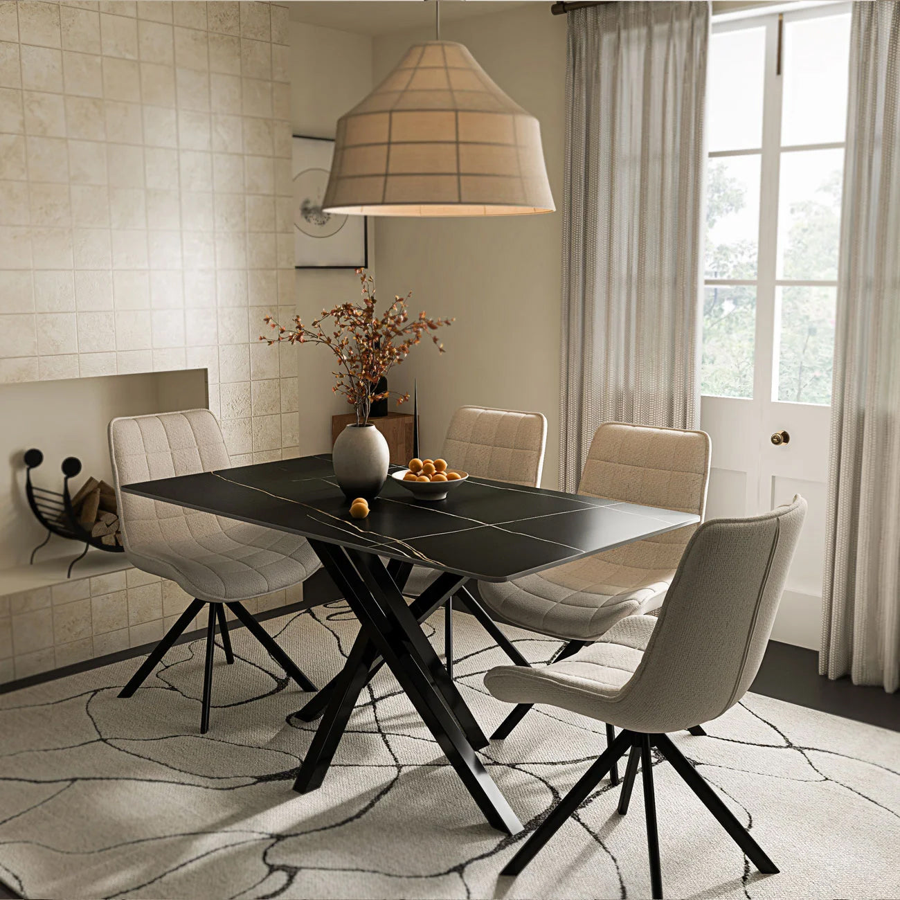 DT-22A .AREZZO DINING TABLE BLACK