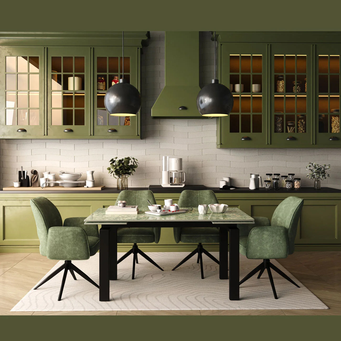 DT-25 .SORRENTO DINING TABLE GREEN