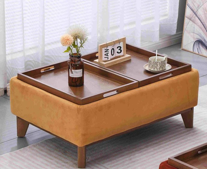 PARMA OTTOMAN COFFEE TABLE SMALL MUSTARD