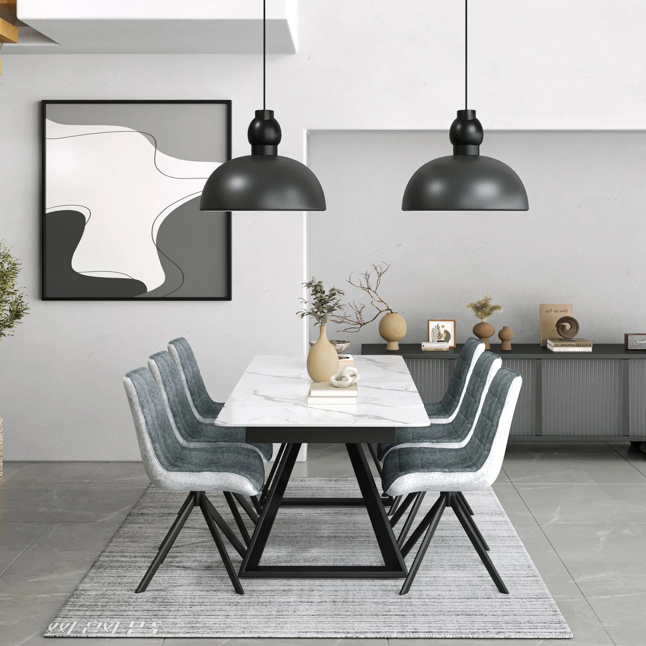 DS-21 .VICENZA TABLE WHITE WITH 6 LARKIN SPIN 2 TONE