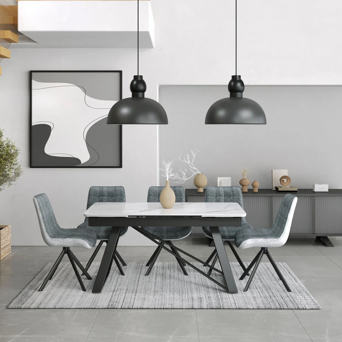 DS-21 .VICENZA TABLE WHITE WITH 6 LARKIN SPIN 2 TONE