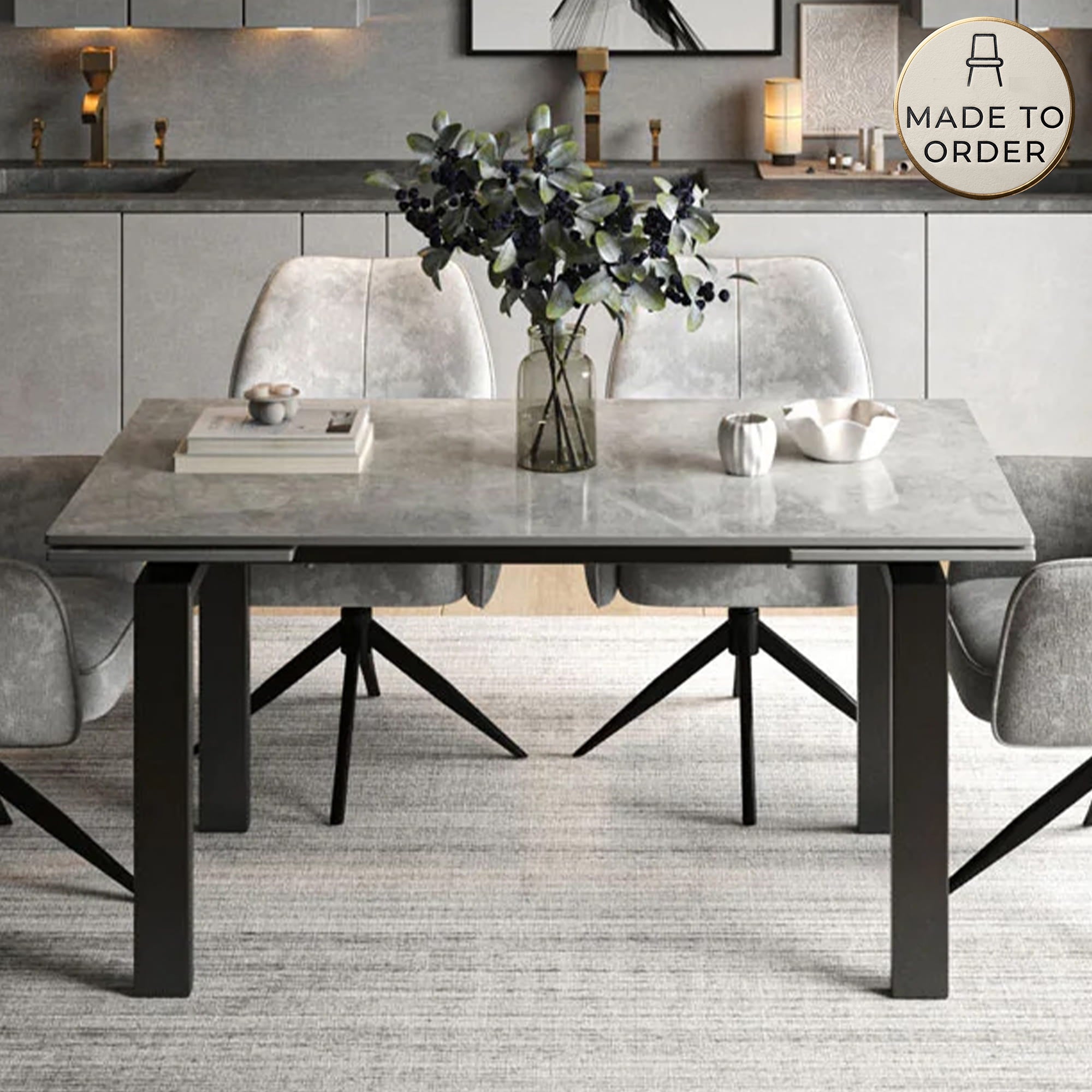DS-18 .SORRENTO TABLE GREY WITH 6 VENEZIA DC GREY