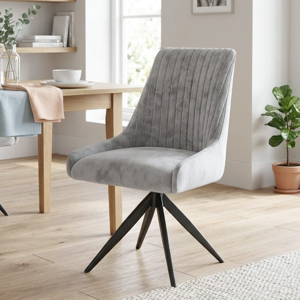 DS-12 .SAVONA WHITE MARBLE EXTENDABLE TABLE  WITH 6 RUSSELGREY SWIVEL