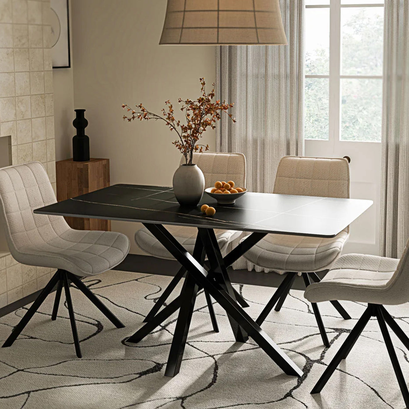 DT-22A .AREZZO DINING TABLE BLACK