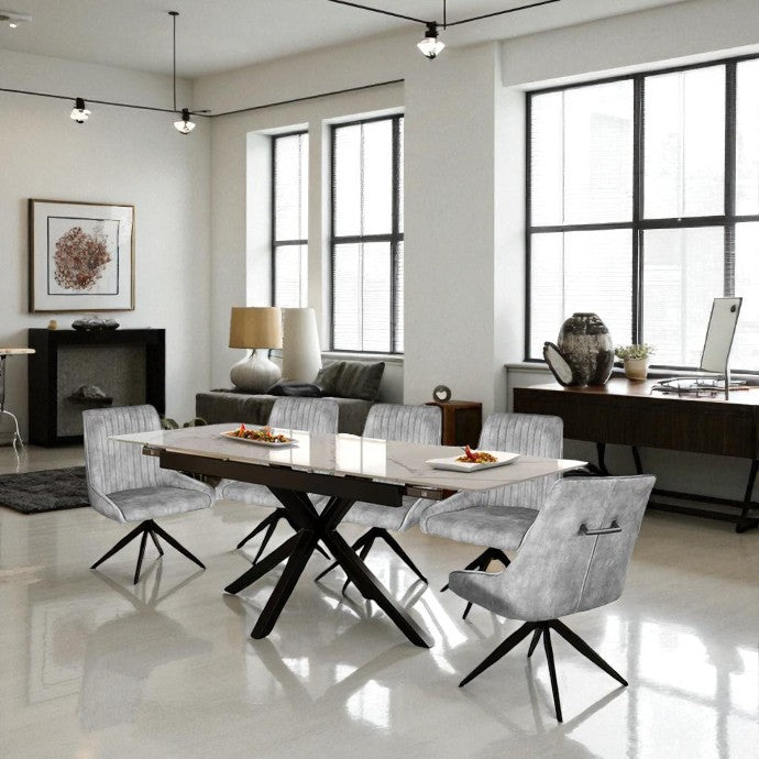 SAVONA BEECH WITH 6 RUSSEL GREY CHAIRS DINING SET