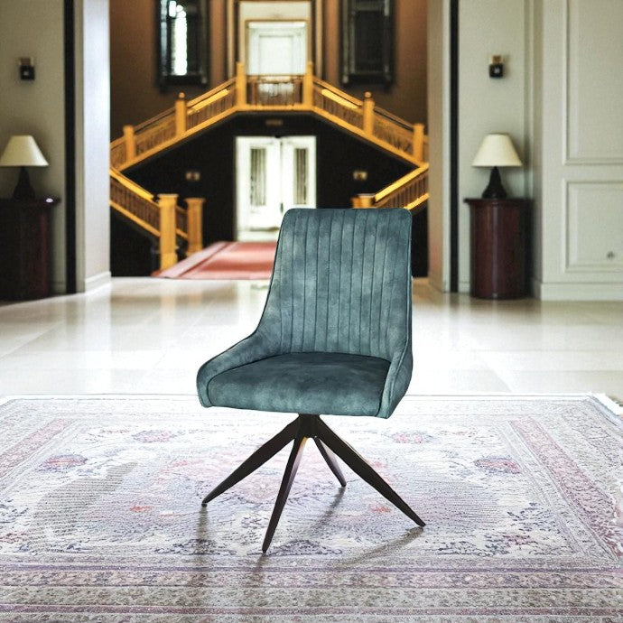 SAVONA DINING TABLE WITH 6 RUSSELL BLUE  CHAIRS DINING SET